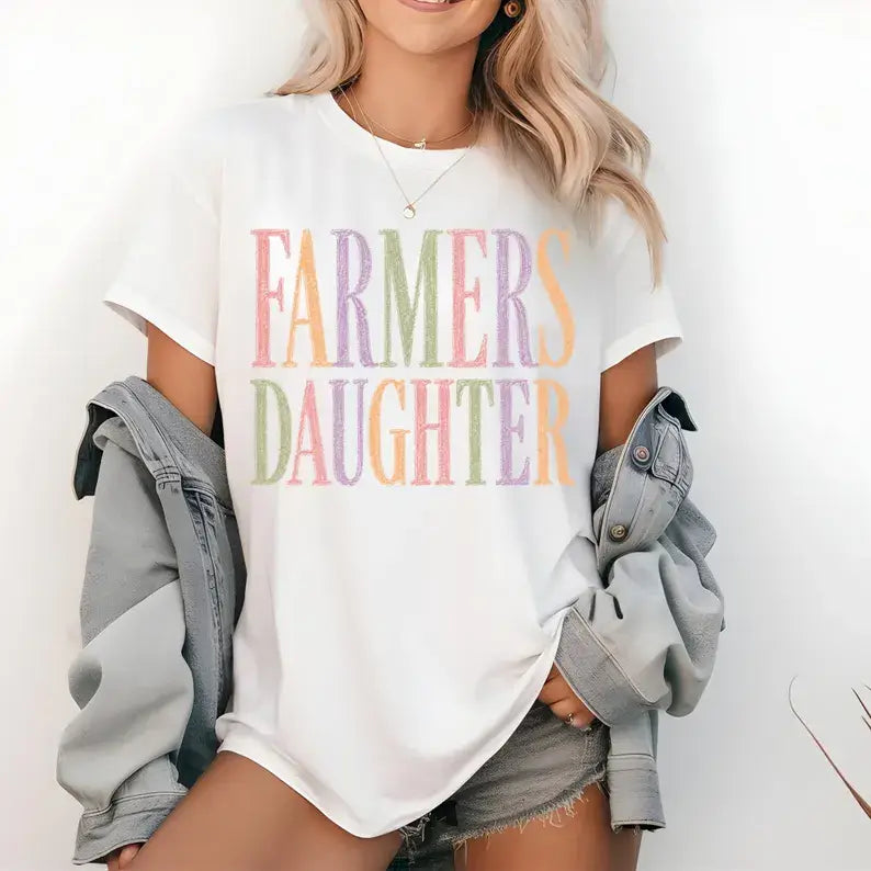 Farmers Daughter Colorful Comfort Colors Tee Farm Life