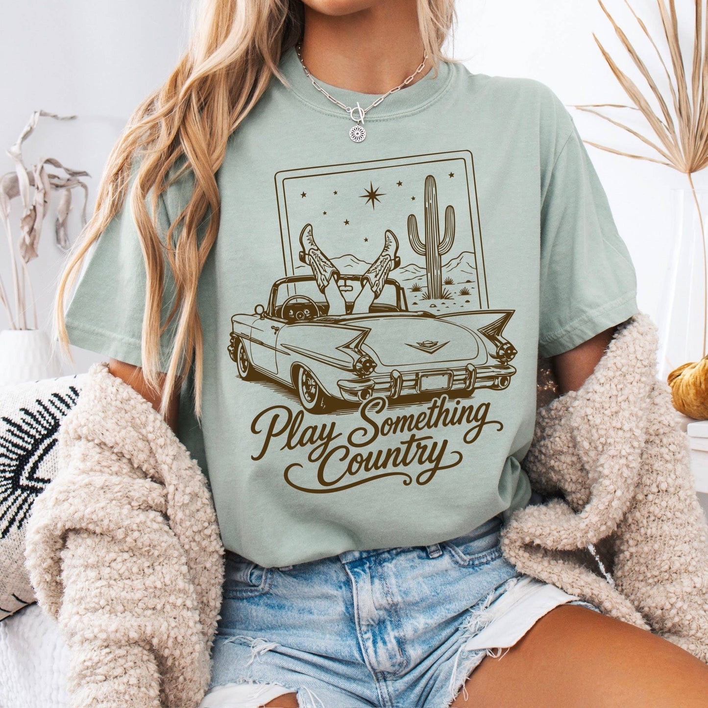 Play Something Country Comfort Colors Tee Western Cowboy