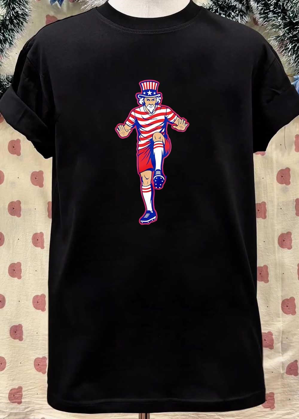 M. Uncle Sam Playing Soccer Graphic T-Shirt