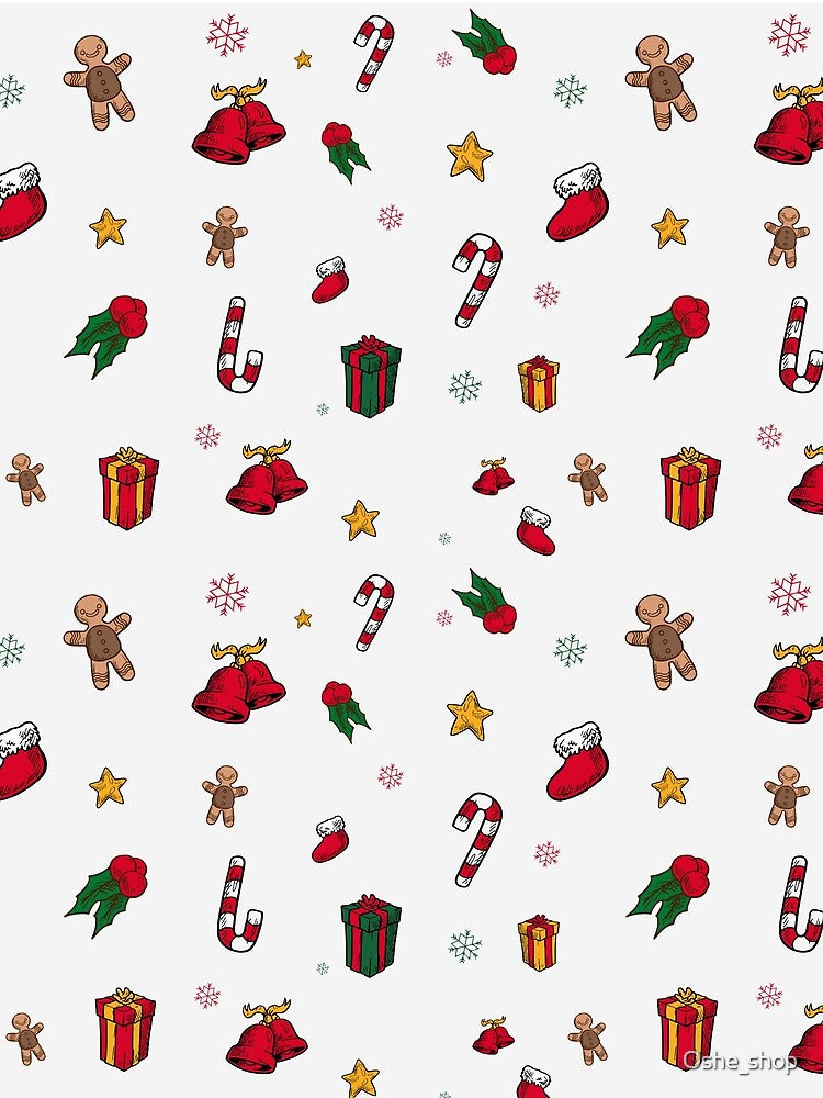 Cute Christmas Icons Pattern – Gingerbread, Candy Canes & Holiday Gifts by Oshe_shop