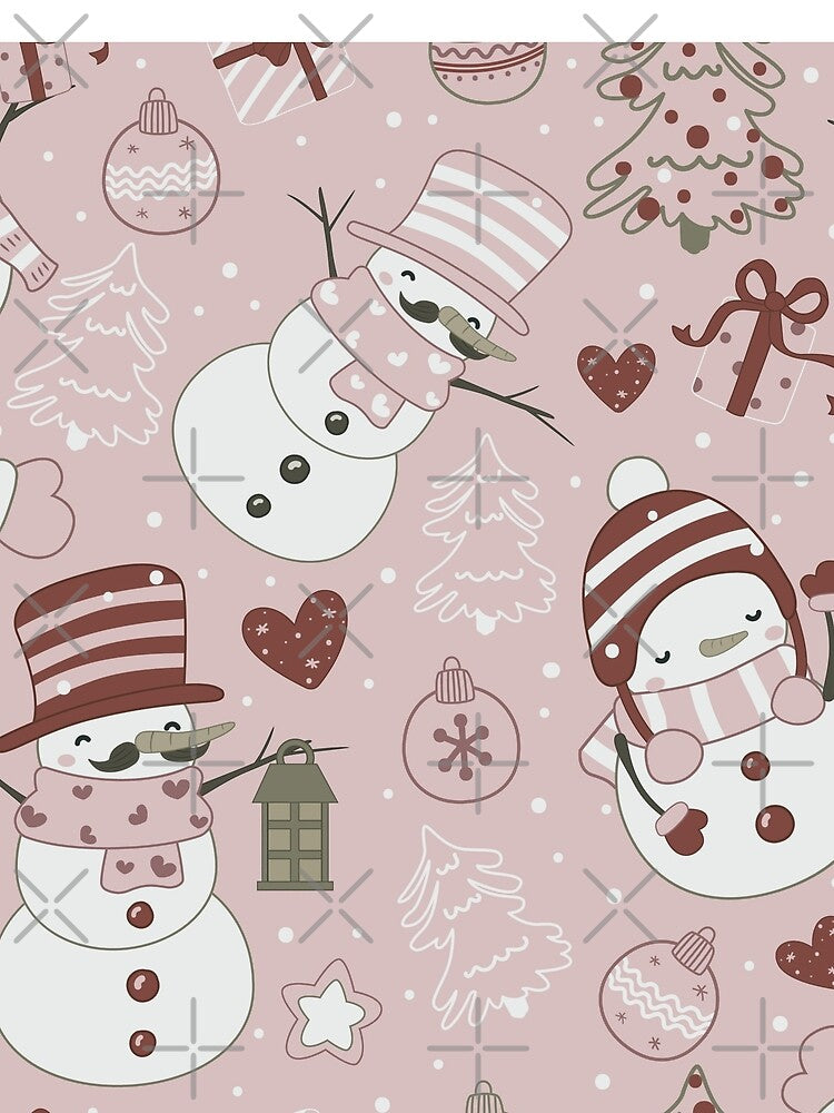 Festive Pink Snowman Ornament Pattern by HappyLifeCreate