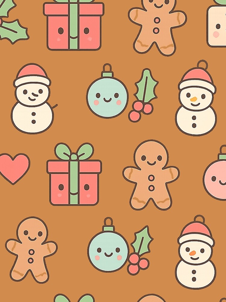 Cute Christmas Pattern – Gingerbread Men, Snowmen, Gifts & Ornaments by Kyfrixe
