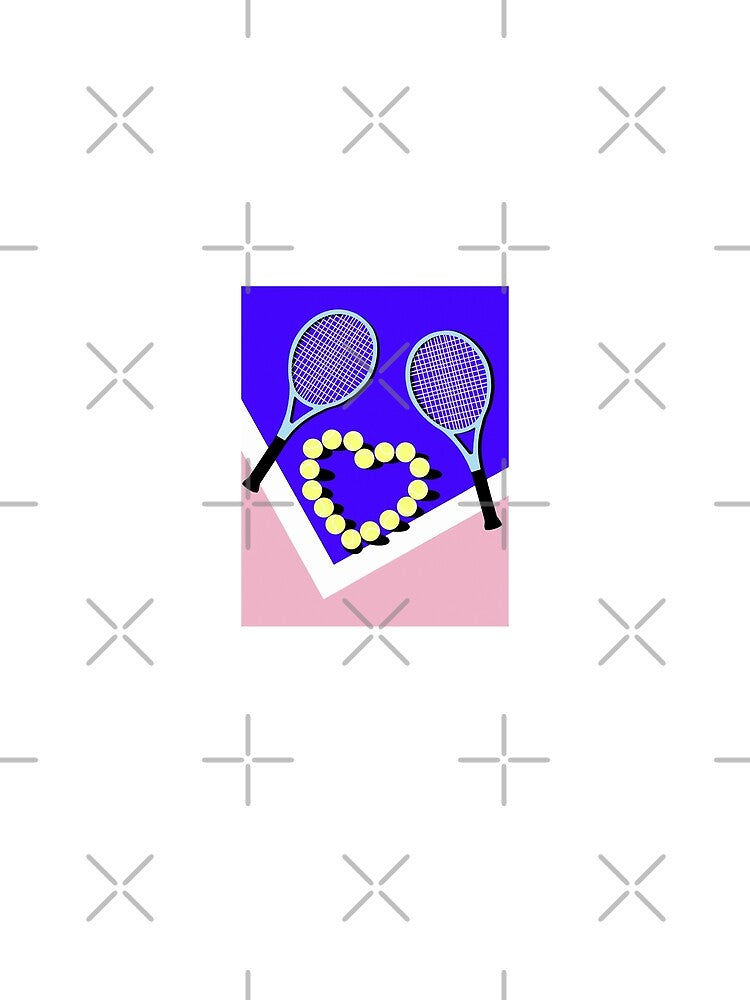Cute and colorful pink tennis court with tennis ball in a heart shape by Arth1nker