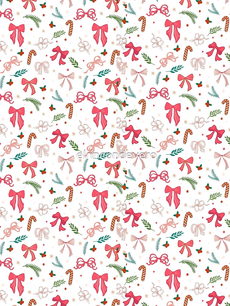 Christmas Bows & Ornaments Pattern – Cute Festive Holiday Design by elrincondevero