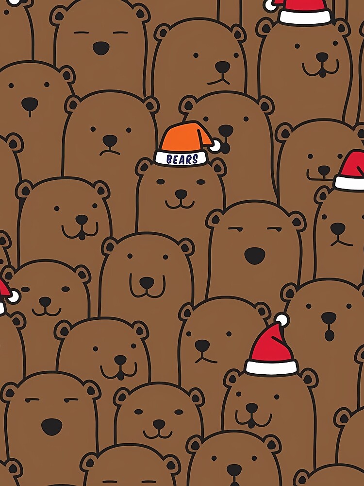 Festive Cartoon Bear Pattern with Santa Hats and Beanie by darkskinbender