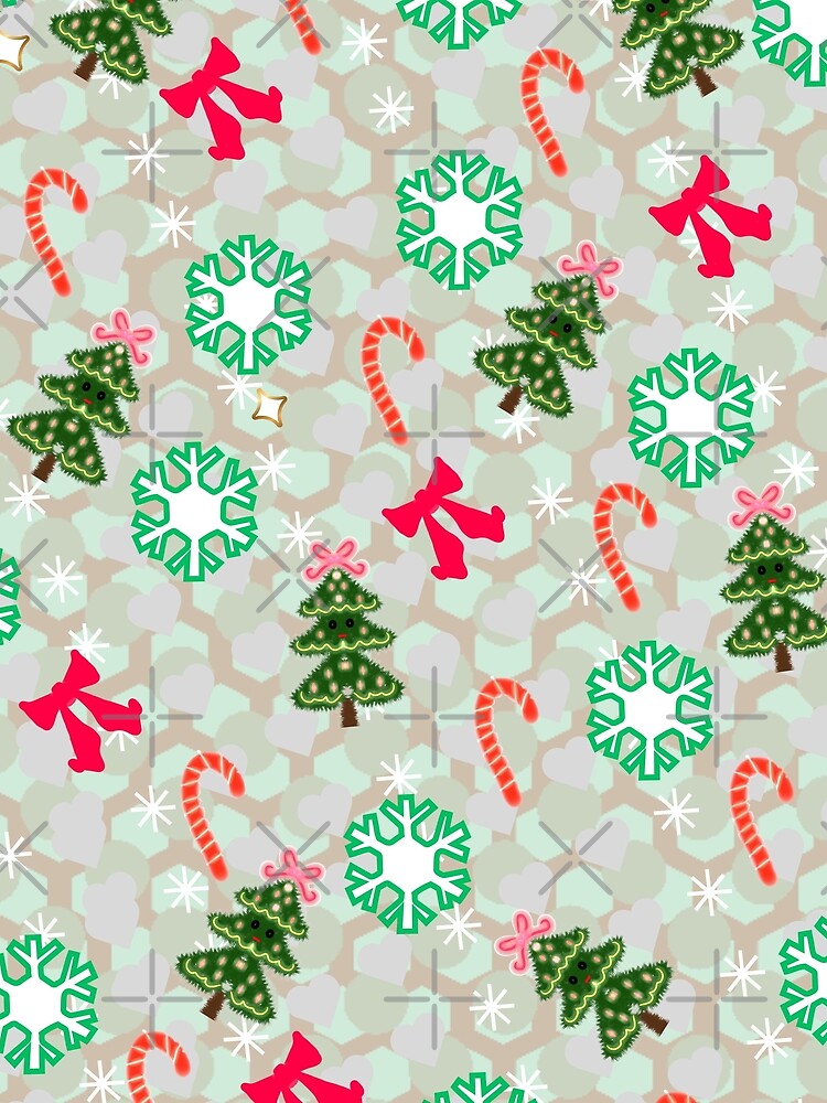 Cute Christmas Seamless Pattern with Trees, Candy Canes & Snowflakes – Festive Holiday Design by HopeAndHustle