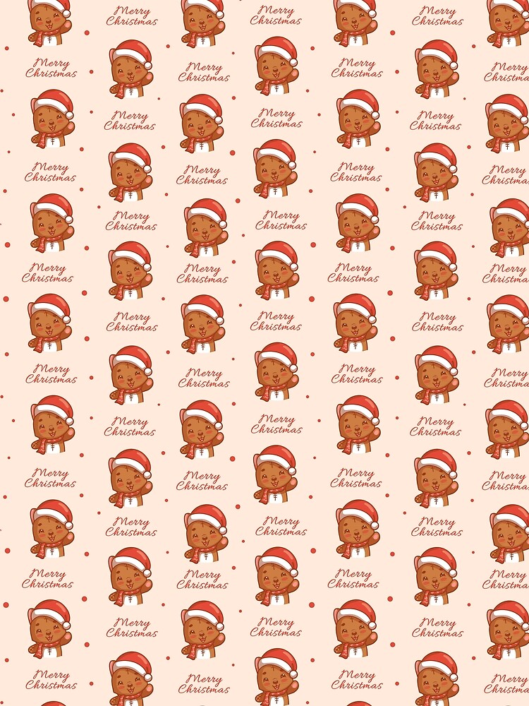 Cute Christmas pattern with cat, seamless holiday kawaii design by IrinaCuteLab