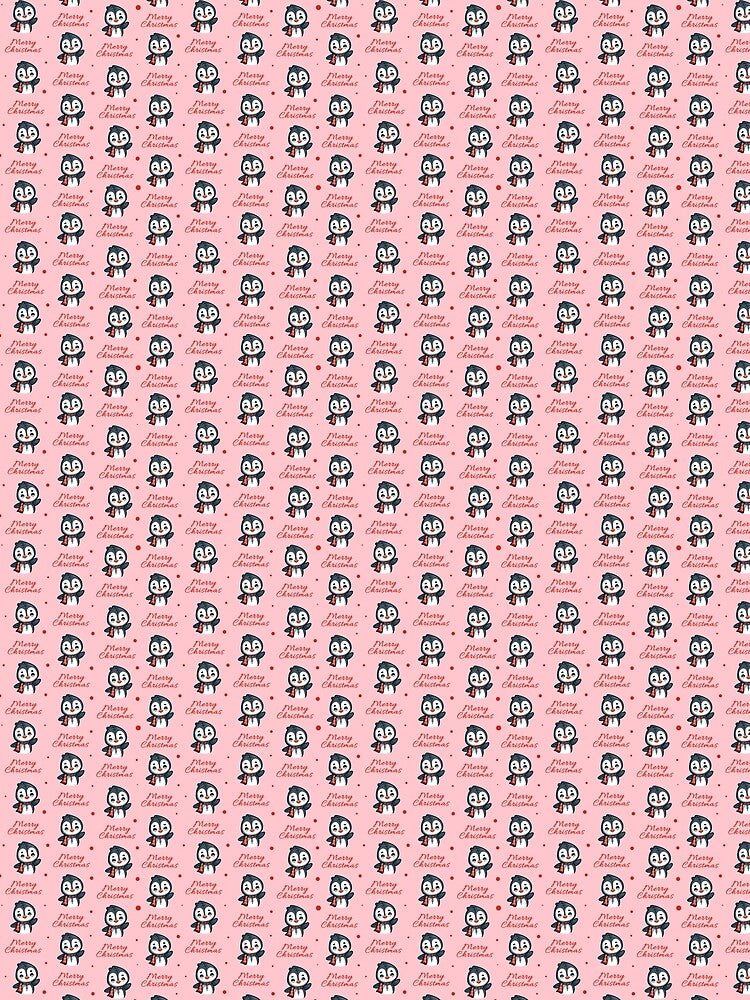 Cute kawaii Christmas pattern with a penguin by IrinaCuteLab