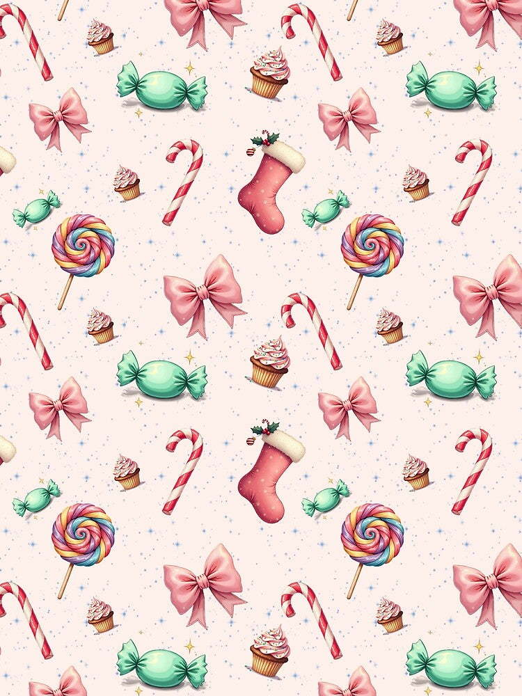 Pastel Candy Christmas Seamless Pattern Cute Holiday Sweets by Modish-Arts