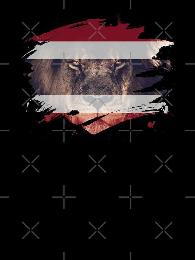 Thailand Flag & African Lion Picture Thai Pride T Shirt by ockshirts