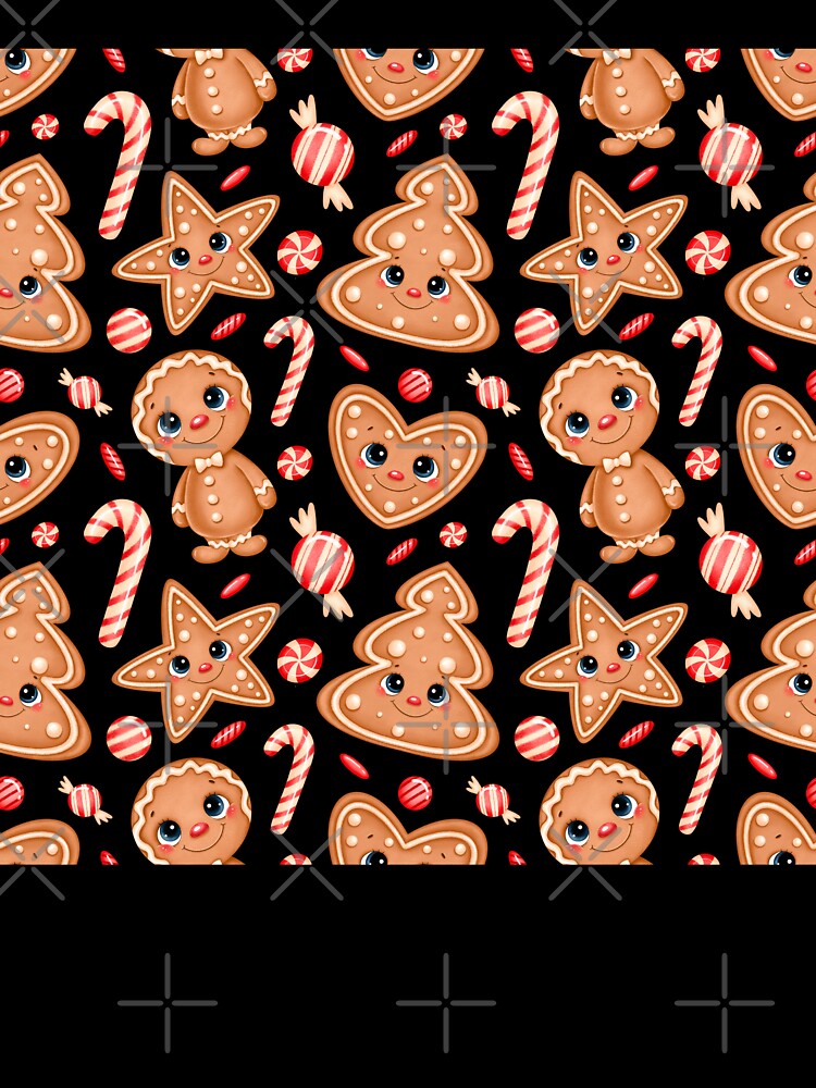 Cute Christmas Pattern - Candy Cane And Gingerbread Man Holiday Cookie by Vibbin4Life33