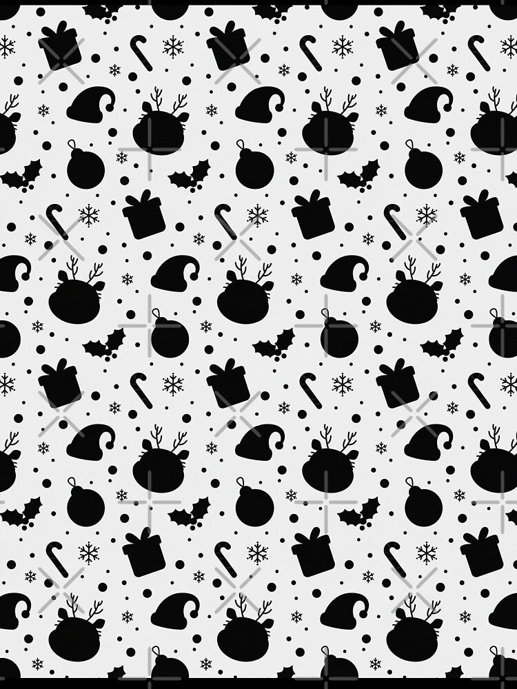 Black White Christmas Seamless Pattern by graphicnew