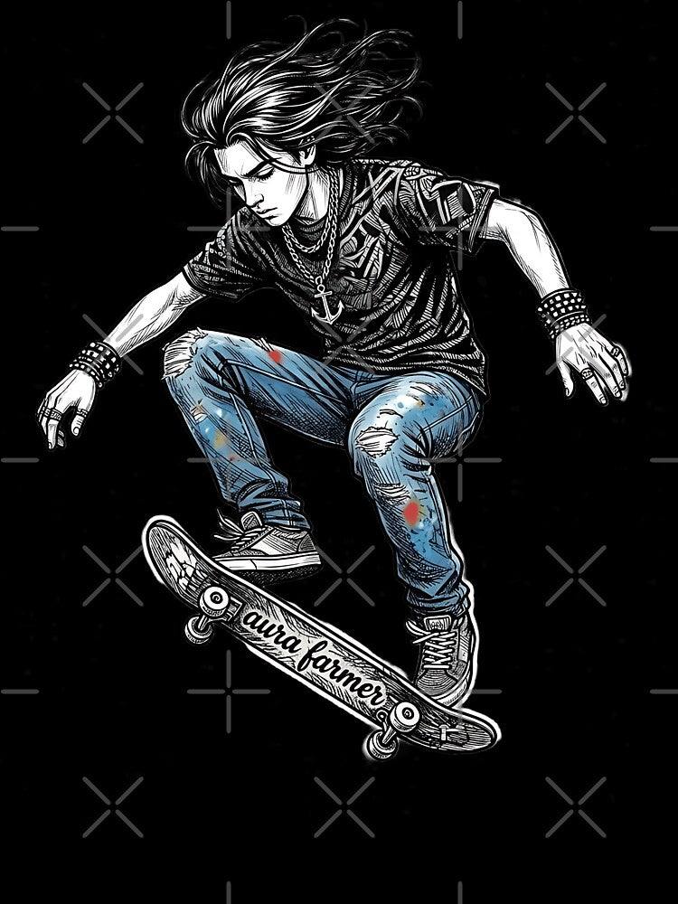 Aura Farming - Grunge Fashion Boy - Skater in Urban Street by Drishya-Designs