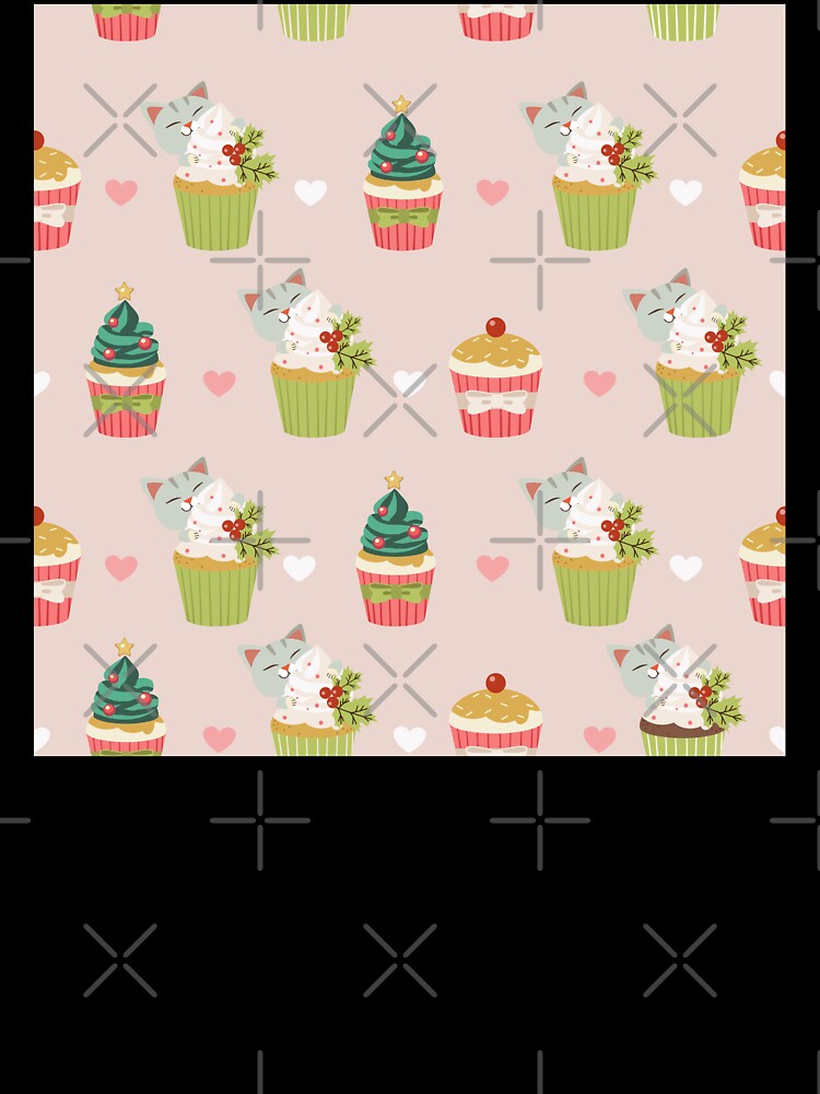 Christmas Pattern, cats tree and cupcakes design by Phoca Mobil