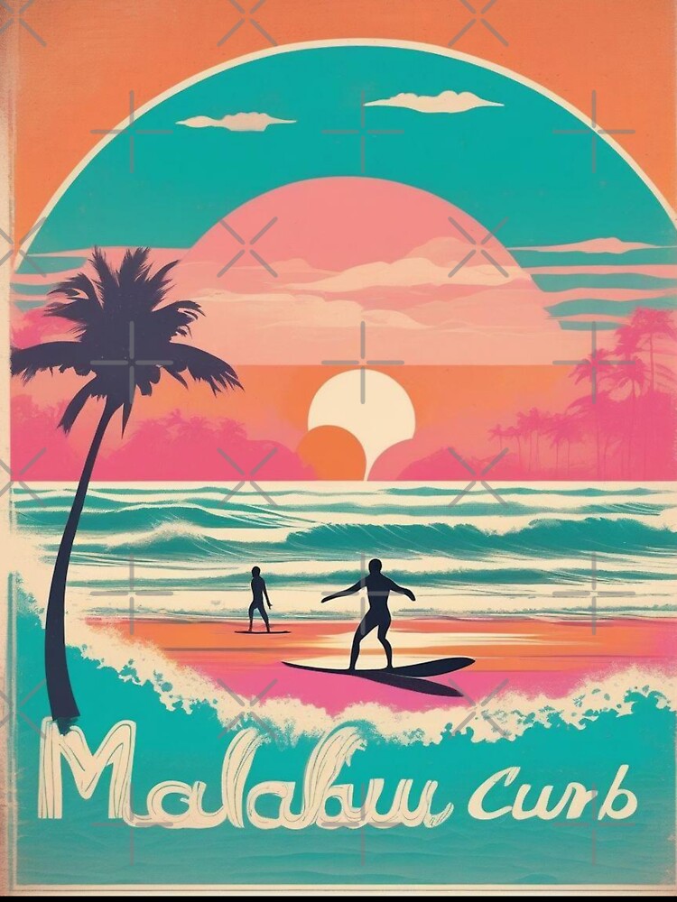 Longboards at Sunset | Retro California Surf Print by Esterlane
