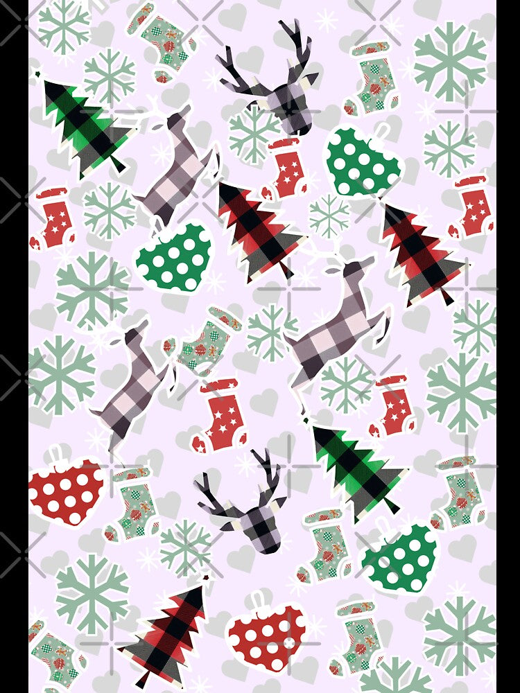 Plaid Christmas Pattern • Buffalo Check Reindeer & Trees • Cozy Holiday Winter Design by HopeAndHustle