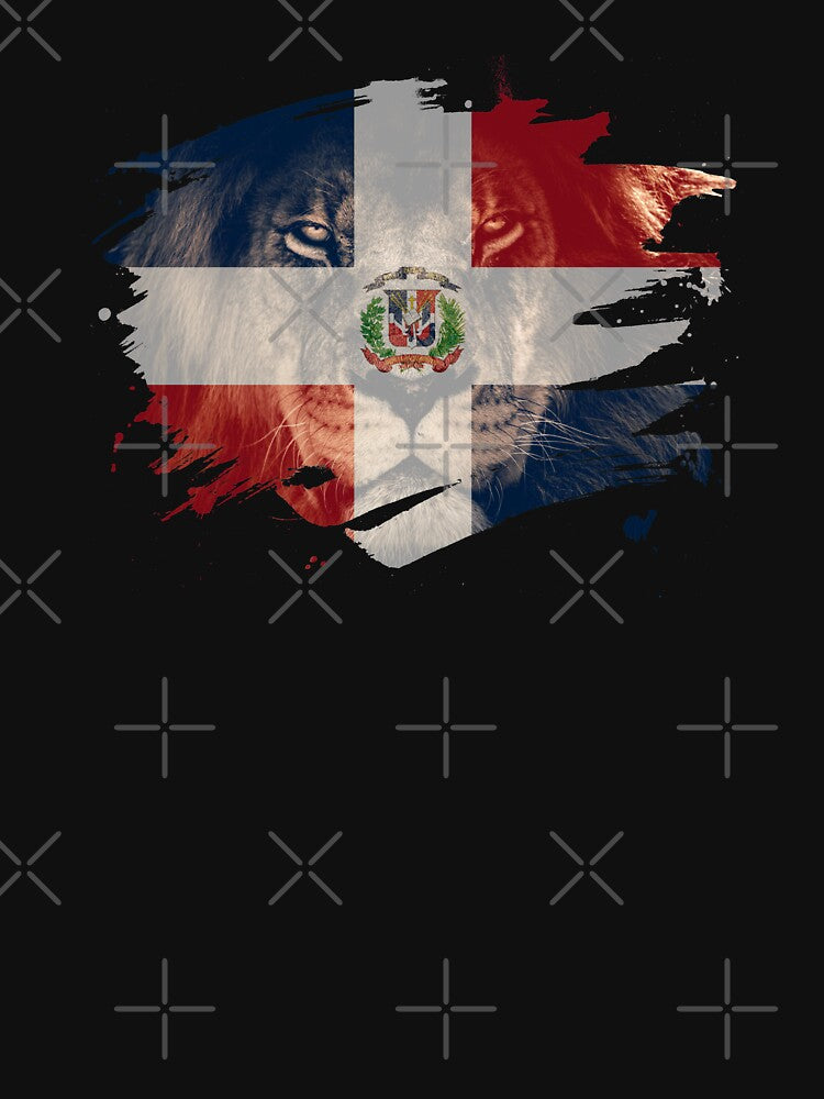 Dominicana Flag & African Lion Picture Dominican Pride T Shirt by ockshirts