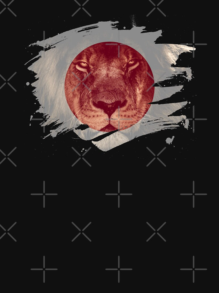 Japan Flag & African Lion Picture Japanese Pride T Shirt by ockshirts