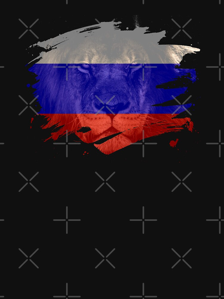 Russia Flag & African Lion Picture Russian Pride T Shirt by ockshirts