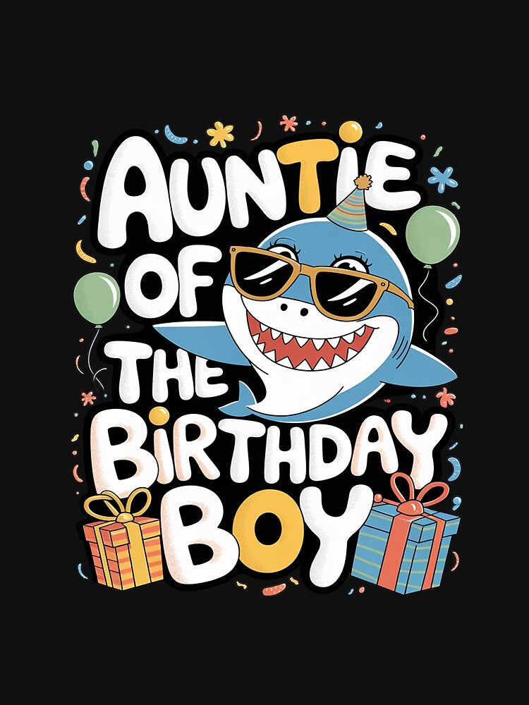 Auntie of the Birthday Boy Family Matching Party Shark 6 by MythWoot