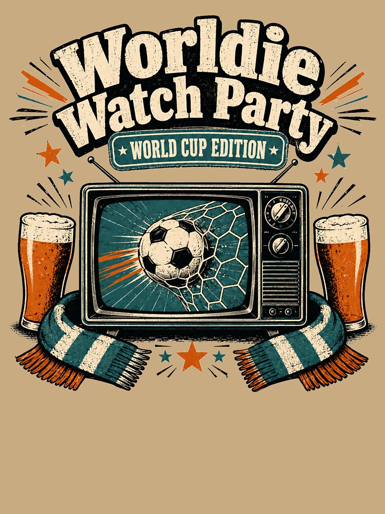 Worldie Watch Party Retro Soccer Pub Shirt World Cup Edition Tee by POD DYNASTY | Original Print On Demand T-Shirt Graphics