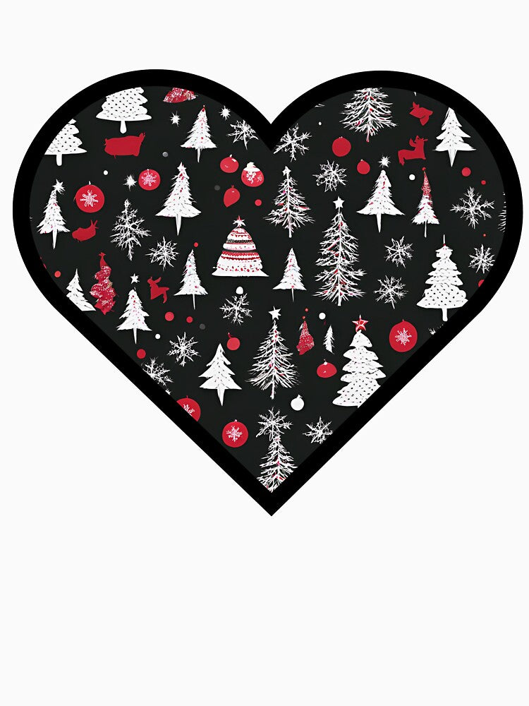 Holiday Heart - Black Christmas Patterned Heart by ha11e11
