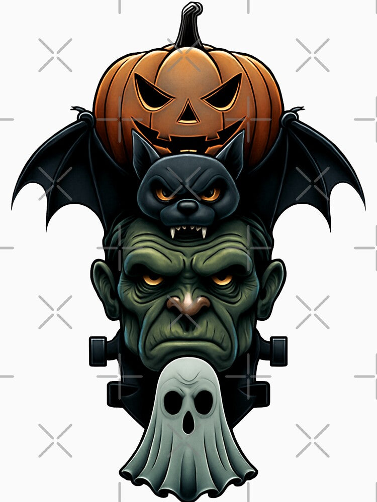 Monster Stack Halloween Trio | Frankenstein Pumpkin Bat and Ghost by EchoPrint Co.
