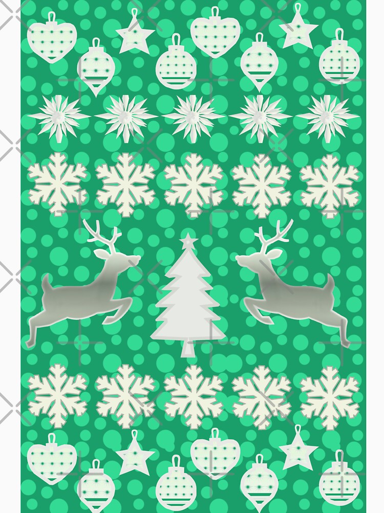 Green Christmas Reindeer & Snowflake Seamless Pattern by HopeAndHustle