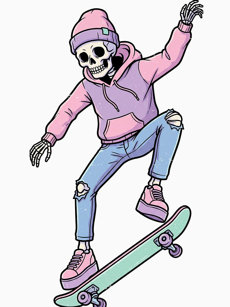 Cute Skeleton Skater Aesthetic Pastel Goth by Bambear