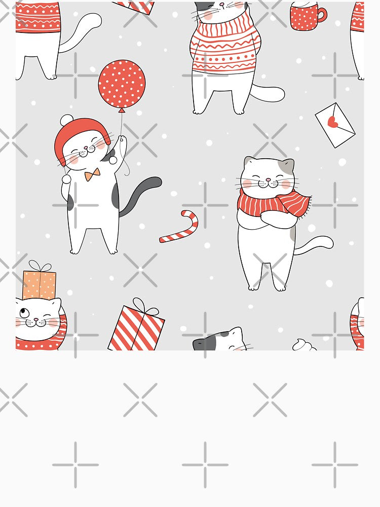 Christmas Pattern, funny happy cats design by Phoca Mobil
