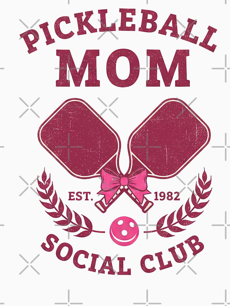 Pink Pickleball Mom Social Club 1982 with Paddles and Bow by InkRebelprint