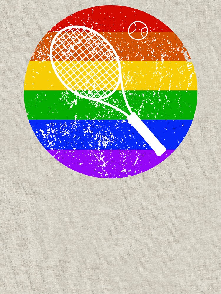 Vintage Rainbow Tennis Racket | Retro Tennis Pride Style | Distressed Tennis Lover Design by Rush2Buy