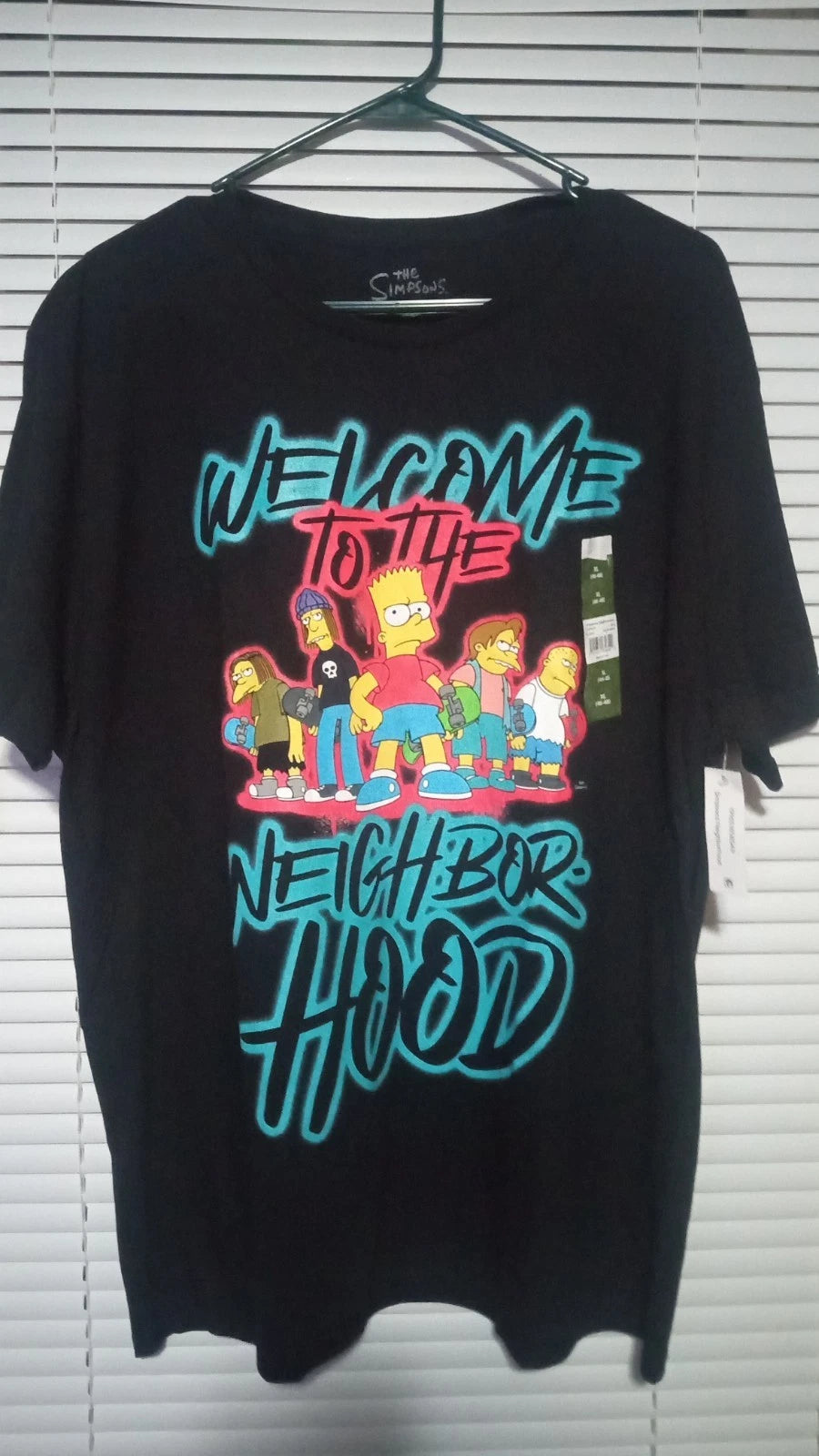 The Simpsons Welcome To The Neighborhood Black Graphic T-Shirt XL New