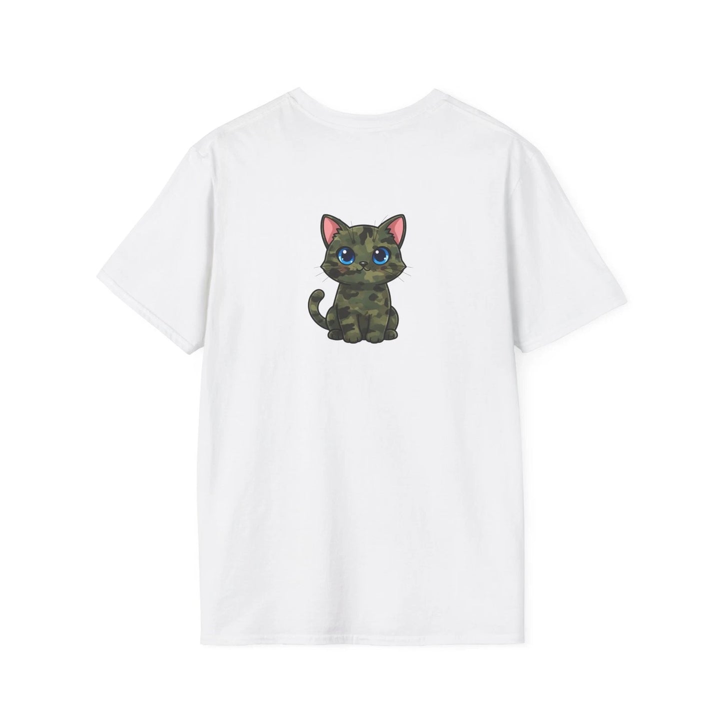 Camouflage Kawaii Kitty T-Shirt | Cute Camouflage Cat Design on Back