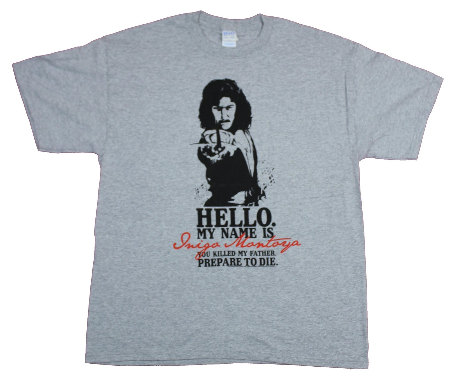 The Princess Bride Adult New T-Shirt - Hello My Name Is Inigo Prepare to Die