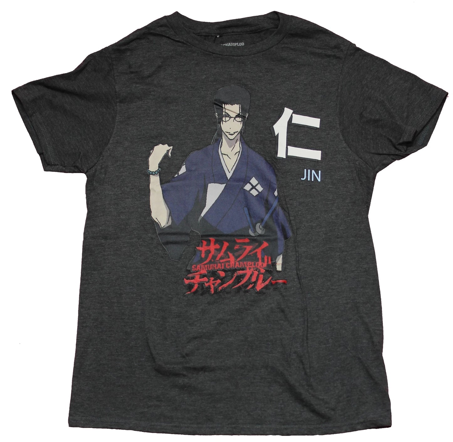 Samurai Champloo New Adult T-Shirt - Jin Sce Over Logo