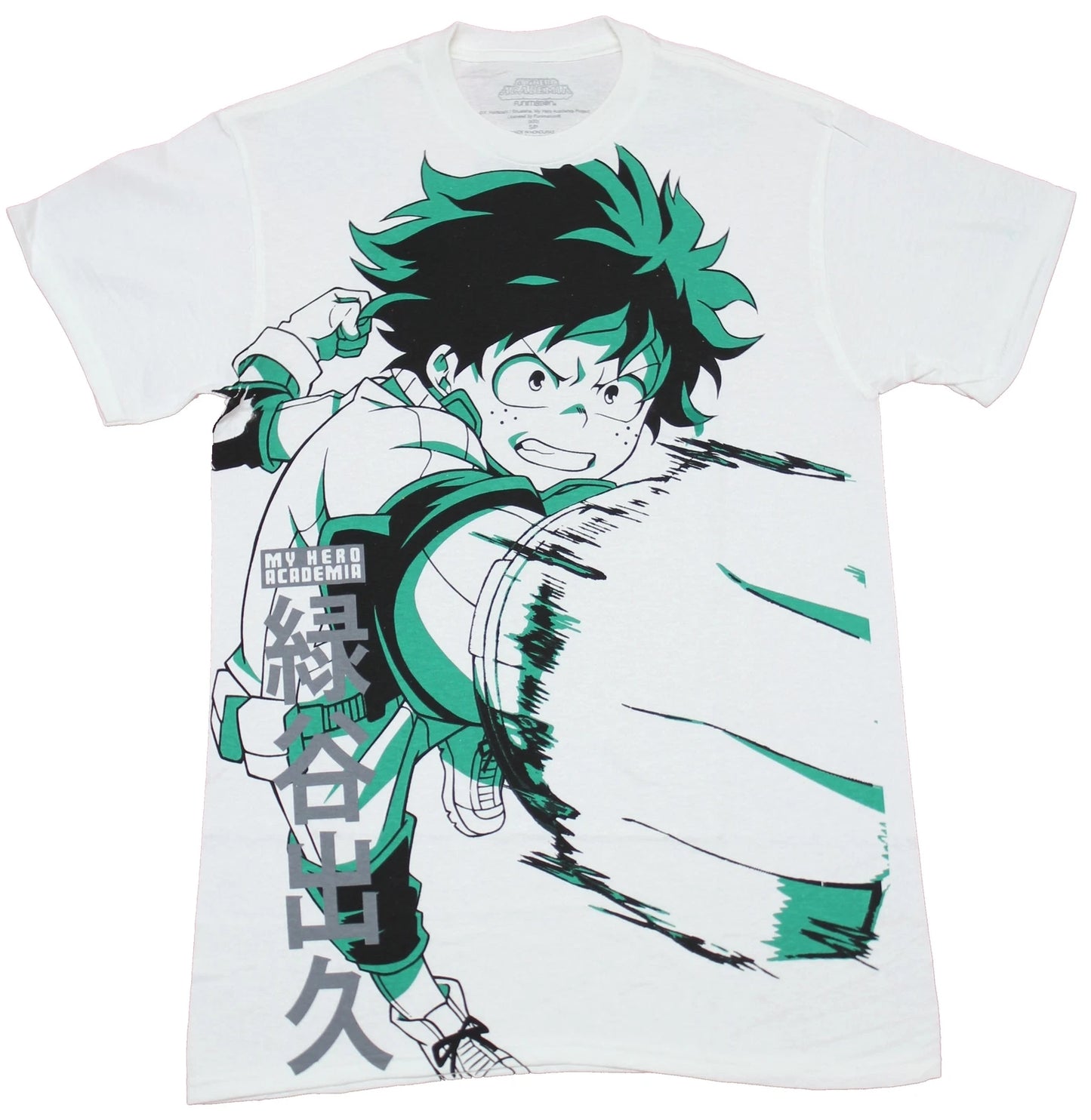 My Hero Academia Mens T-Shirt - Deku All Over Green Highlight Punch