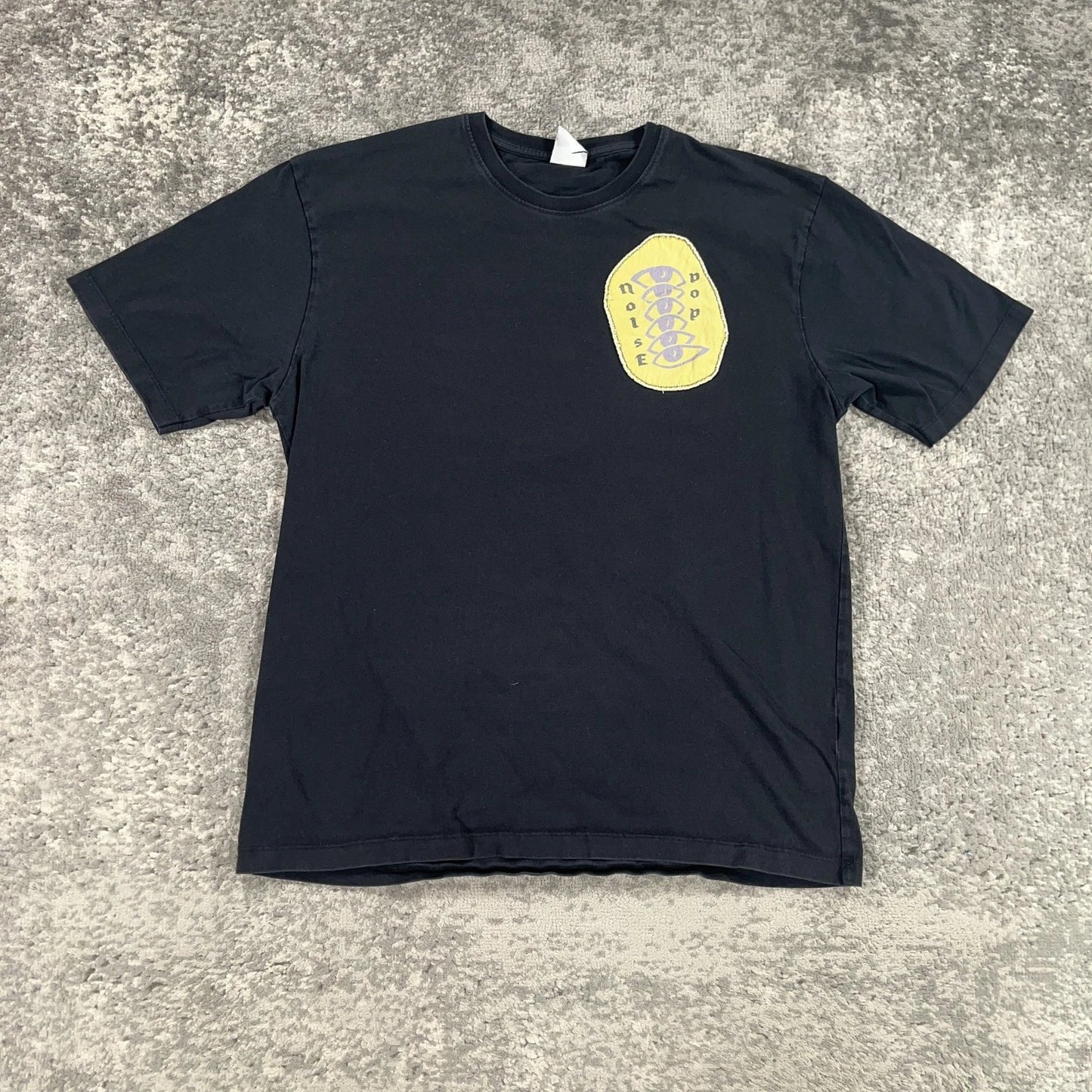 Zara Shirt Mens XL Black Noise Pop Patch Graphic Tee Portugal Streetwear Art Tee