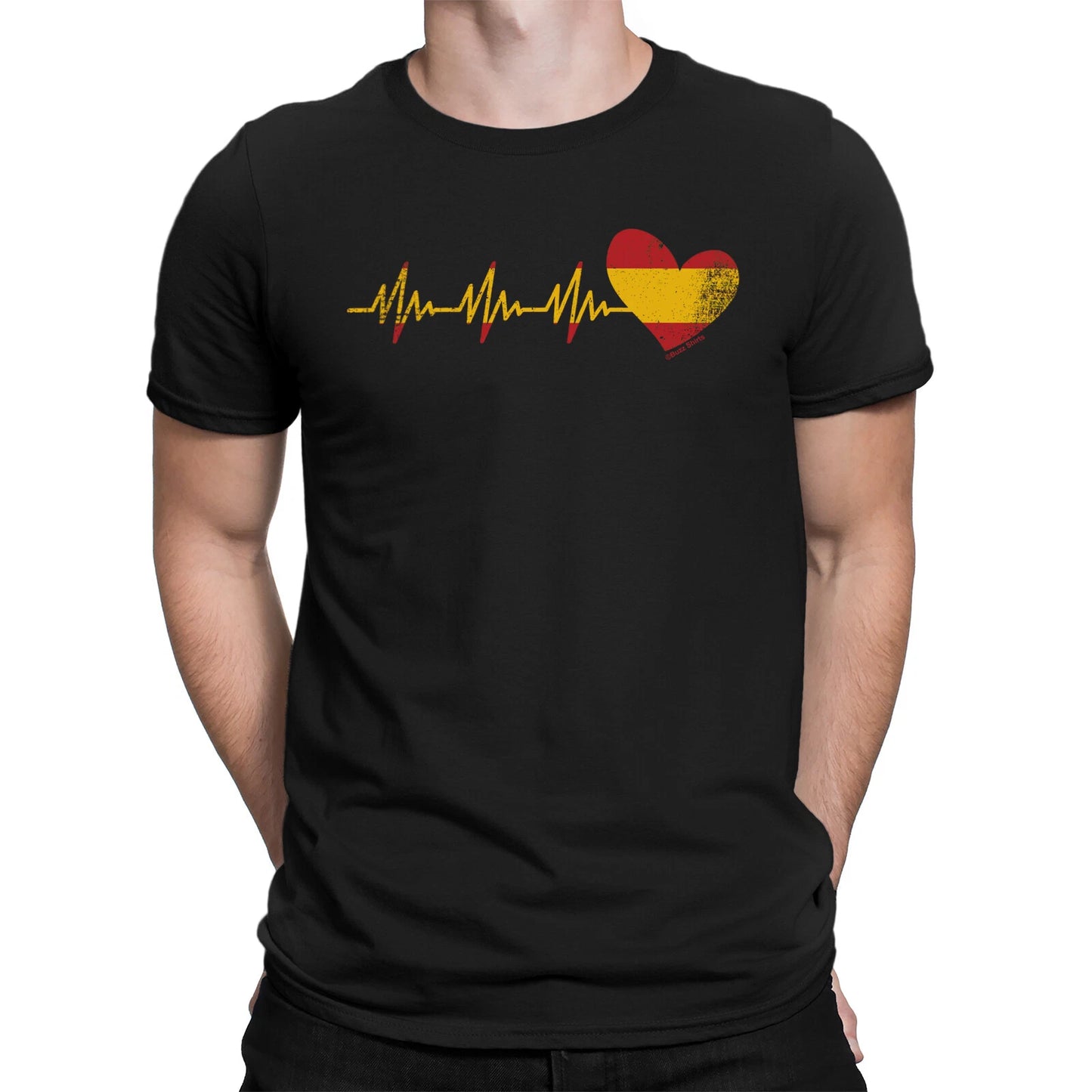 Mens Espana Heartbeat T-Shirt Spanish Flag Spain World Cup 2026 Kit Jersey