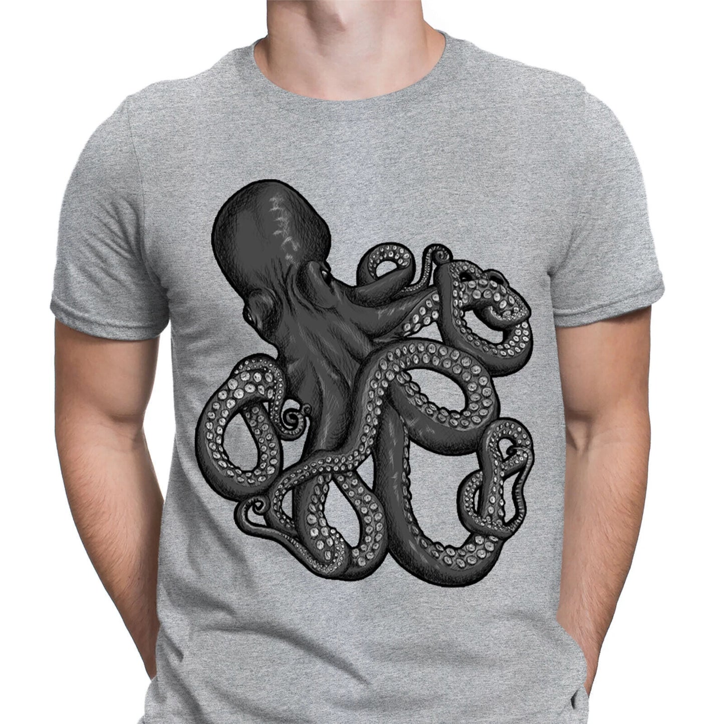 Octopus Japanese Calligraphy Anime Martial Arts Mens Womens T-Shirts Tee Top#6ED