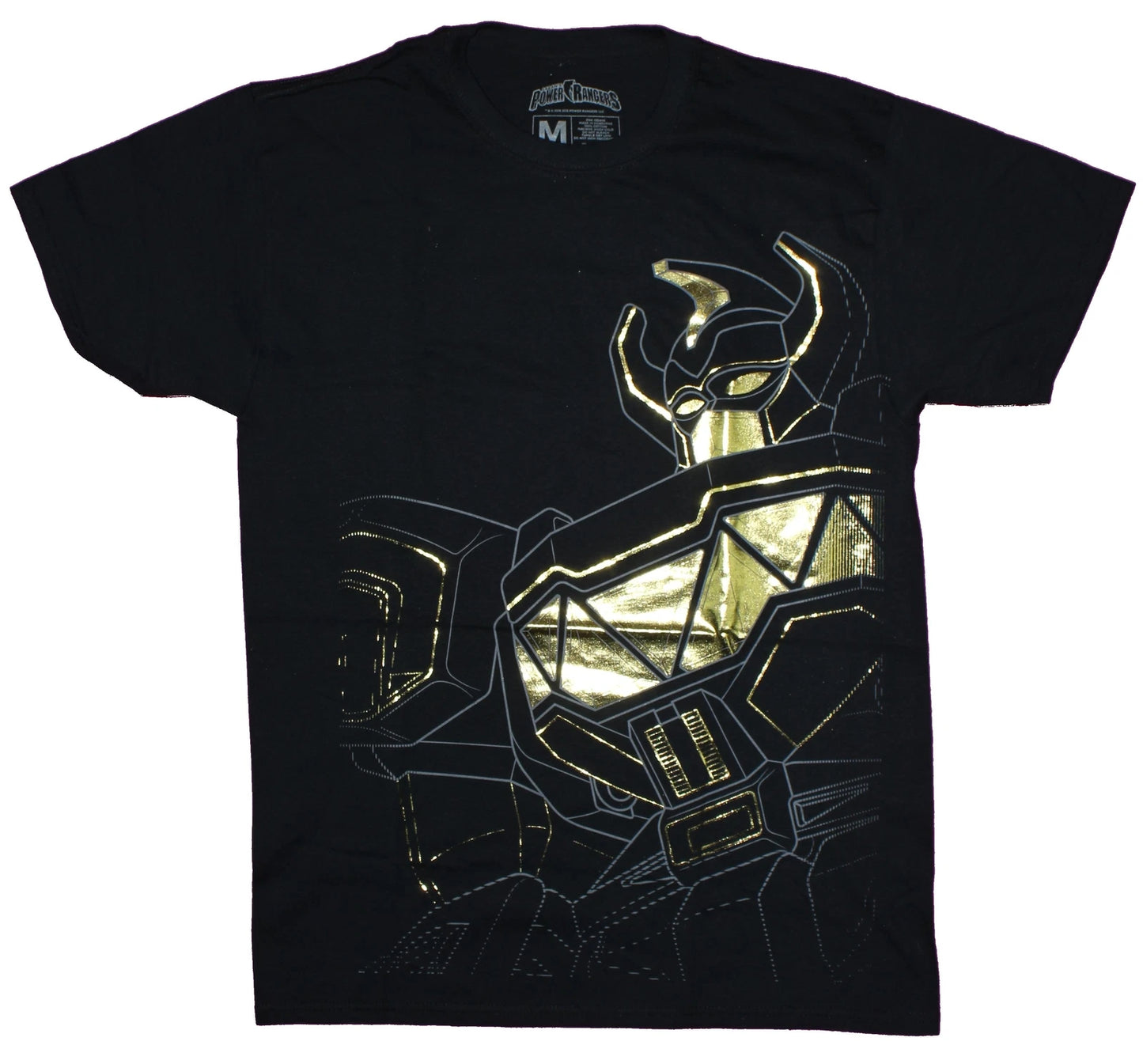 Mighty Morphin Power Rangers Mens T-Shirt- Gold Foil Megazord