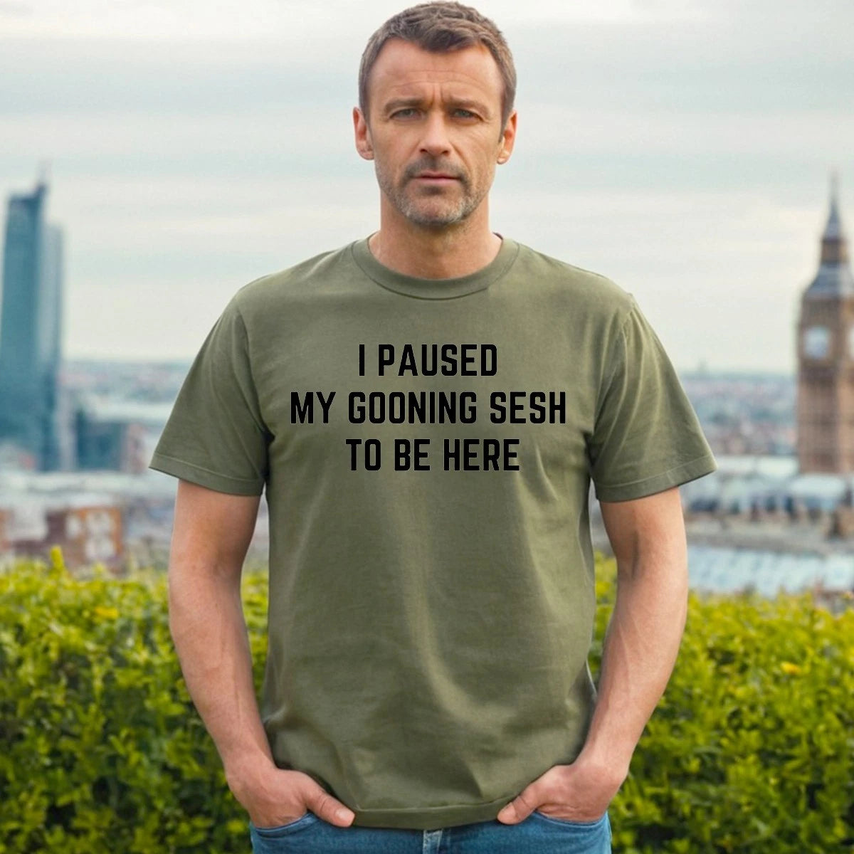 I Paused My Gooning | Funny Present Novelty | Men's T-Shirt Gift Fun Tee Top