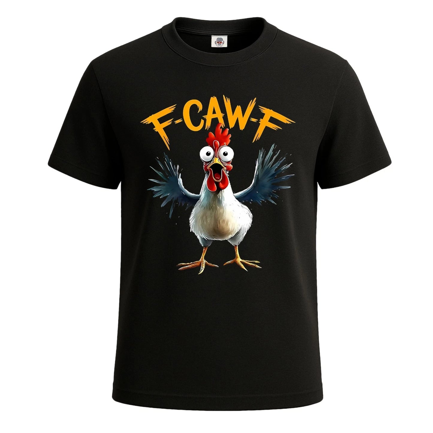 F Caw F White Cock Graphic Print Novelty Joke Funny Men's T-shirt Tee Top