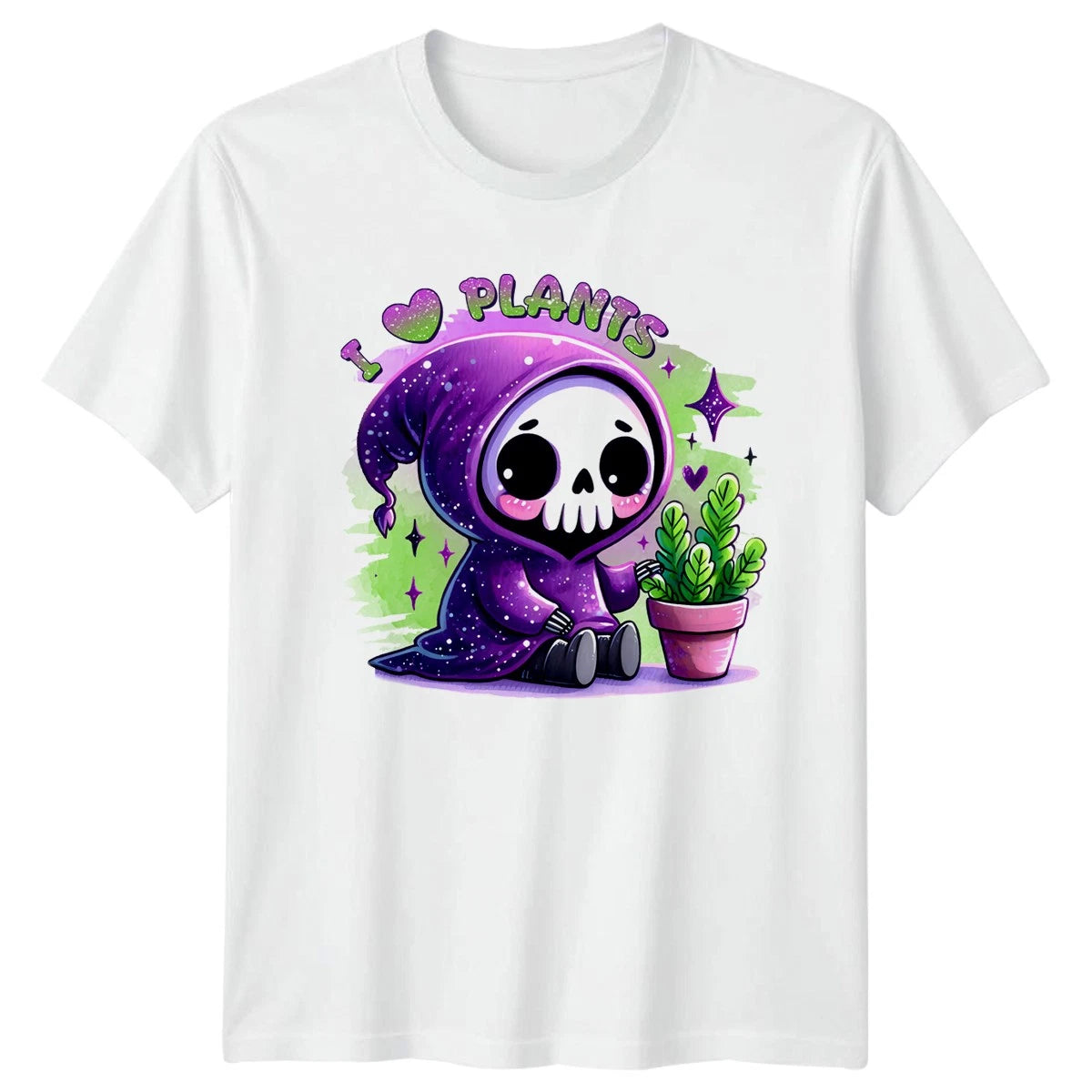 I Love Plants T-Shirt Kawaii Grim Reaper Plant Lover Birthday Gift