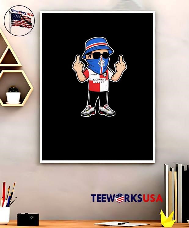 Rangers Fan Streetwear’ Football Ultra Flipping Off McEwans Lager T-Shirt