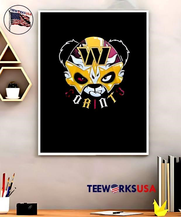 Panda Luchador Wrestling Mask Washington Commanders T-Shirt