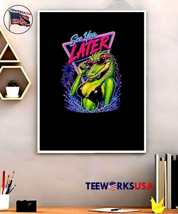 See You Later Crocodile Basking in a Bikini Purple Retro T-Shirt