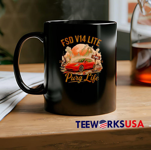 2026 FSD V14 LITE Purg Life Red Tesla Driving Post-Apocalyptic shirt