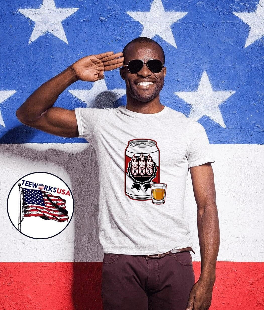 666 South Avenue Beer Can and Shot Glass T-Shirt