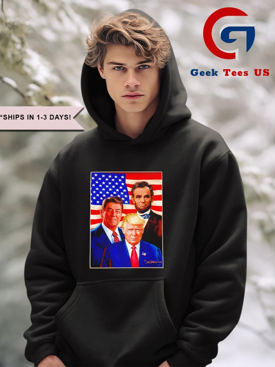 Abraham Lincoln Ronald Reagan and Donald Trump White House Paintings shirt